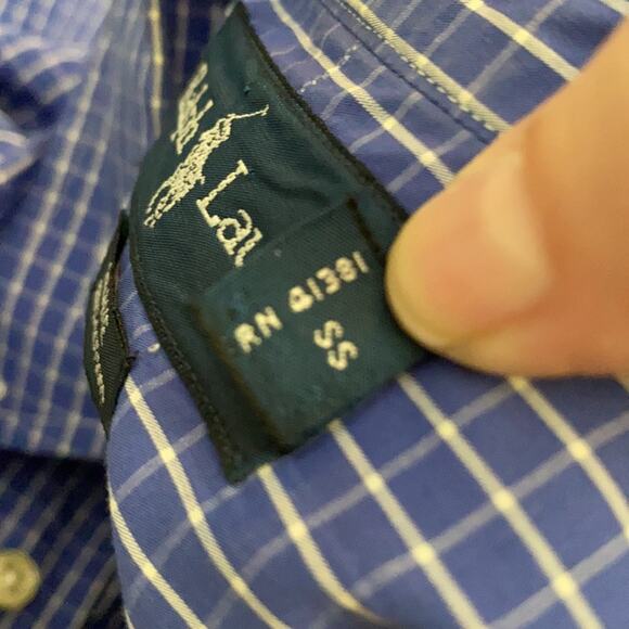 Men’s Ralph Lauren blue white plaid button down shirt size large Blake - Picture 11 of 11